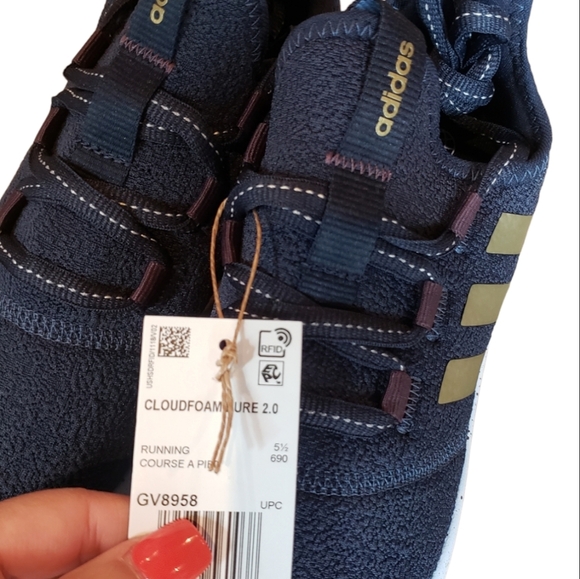 Adidas Cloudfoam Pure 2.0 Legend Ink Gold Sneakers - Picture 2 of 7